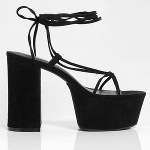 Chunky Strappy Platform Heels Black Size EU 39 UK 6
